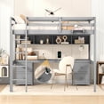 thumbnail image 2 of Wood Full Size Loft Bed In Gray With Desk, Storage & Charging Hub Spot, 2 of 7