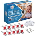 thumbnail image 5 of Cabinet Locks for Babies - Child Safety Latches 10 Pack - Invisible Adhesive Baby Proofing Drawer Locks - Works with Most Cabinets and Drawers - No Drilling Installation - (White), 5 of 5