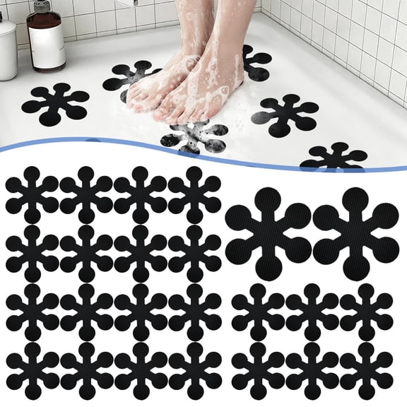 Clearance Under $5 Bathtub Shower Non-Slip Sticker PEVA Waterproof Strong Adhesive Anti-Slip Safety Floor Decals for Bathroom Kitchen Stairs Pool,20PCS,Black