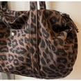 thumbnail image 4 of KKLDOGS Leopard Print Canvas Duffle Bag, Large Capacity Casual Weekender Shoulder Handbag for Travel & Daily Use, 4 of 6