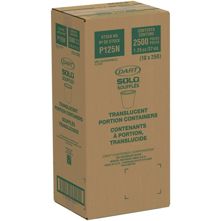 Polystyrene Portion Cups, 1.25 oz, Translucent, 2,500/Carton Polystyrene Portion Cups, 1.25 oz, Translucent, 2,500/Carton