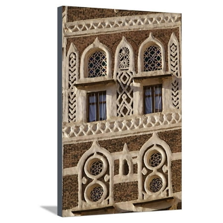 Architectural Detail, Old City of Sanaa, UNESCO World Heritage Site, Yemen, Middle East Stretched Canvas Print Wall Art By Bruno (Best Architectural Cities In The World)