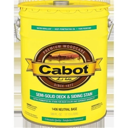 Cabot 1406 5 Gallon, Neutral Base Deck & Siding Semi Solid (Best Deck Stain Colors)