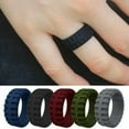 thumbnail image 2 of EIMELI Finger Ring Rubber Band Ring Silicone Rings Tire Pattern Wedding Men Breathable➳-01 green-10, 2 of 9