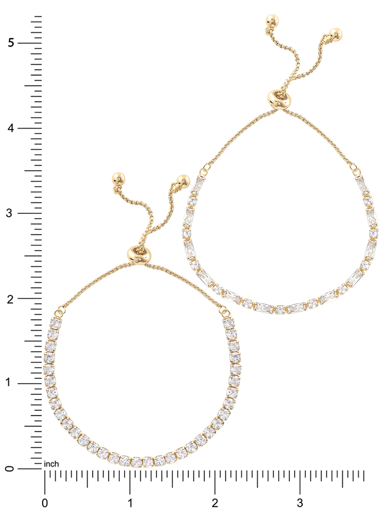 Believe by Brilliance Women's 14kt Gold Flash Plated Cubic Zirconia Adjustable Bracelet Set, 2