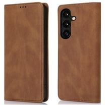 Leather Folio Wallet Case for Samsung Galaxy S24 Plus - Brown