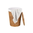 thumbnail image 3 of Kouboo Cambria Rattan Laundry Mesh Hamper with Liner, Laundry Hamper with Lid For Clothes, Handwoven Storage Basket, Honey Brown, 3 of 6