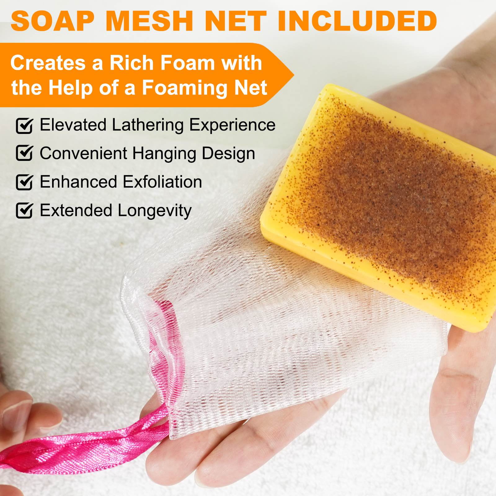 3PCS ikzee Kojic Acid Lemon Turmeric Soap for Face and Skin, Acne Scar - Dead Skin - Deep Cleansing - Refreshing (Foam Net Included)