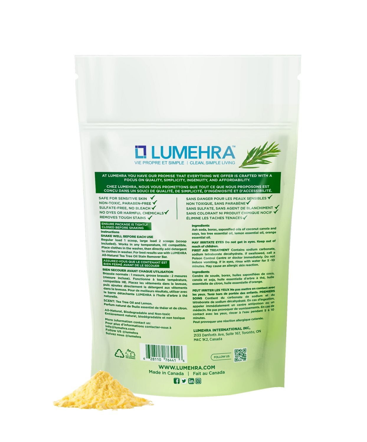 Détergent à lessive en poudre naturel à l’arbre à thé Lumehra – 50 brassées 250 gram