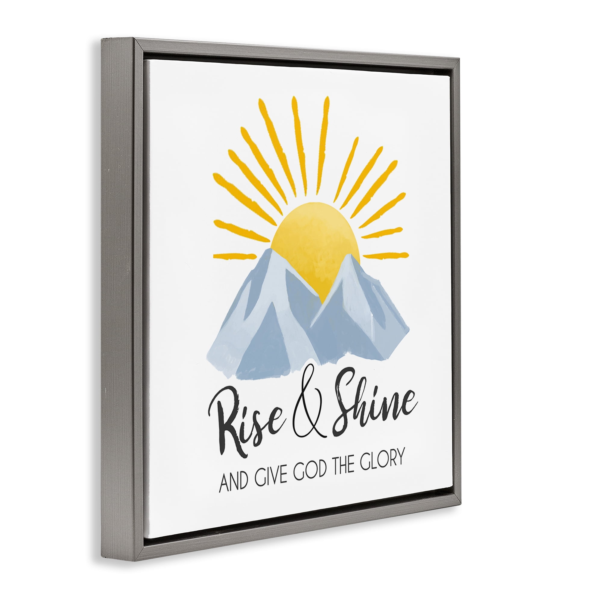 Stupell Industries Spiritual Rise & Shine Religious & Spiritual Painting Gray Floater Framed Canvas Art Print Wall Art, 18 x 18