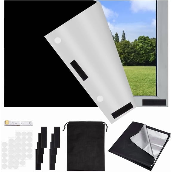 Blackout Drapery Shade Fabric Blackout Window Shades Window Cover Light Waterproof Sunshade Cloth for Nursery Bedroom Dorm Room Black 1.6 Yards x 11.6 Inch Mixed Color