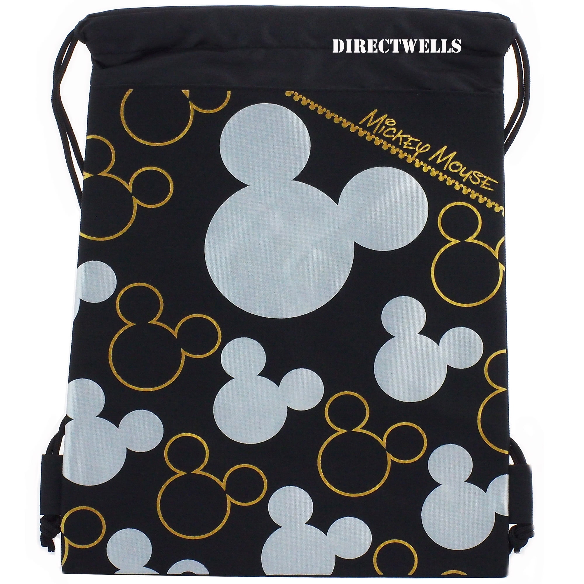 Mickey Mouse Character Licensed Black Silver Drawstring Bag