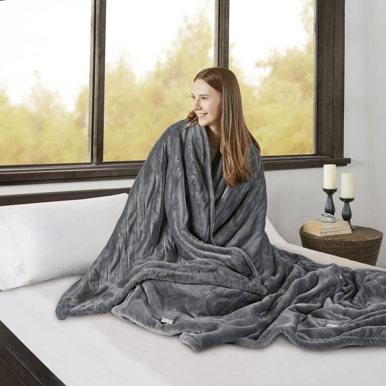Beautyrest Electric Blanket w Two 20 Heat Level Setting Controllers Full Grey
