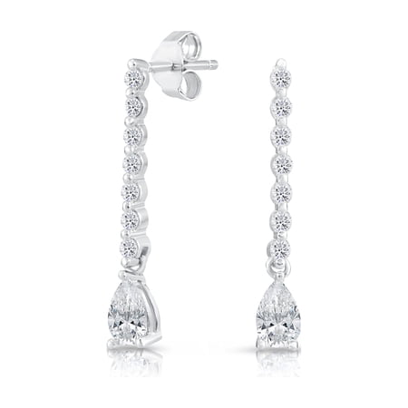 Tilo Jewelry 925 Sterling Silver Pear-Cut Teardrop Dangle Earrings with Cubic Zirconia CZ Stones | Secure Push-Backs | Bridal Wedding Earrings for Women