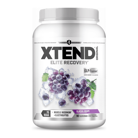 XTEND Original BCAA Powder, Sugar Free Post Workout Muscle Recovery Drink with Amino Acids and 7g BCAAs, Glacial Grape Flavor, 90 Servings