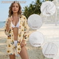 thumbnail image 6 of Xoenoiee Rooster Chicken Sunflower Print Women's Button Cover Up Bathing Suit Lightweight Swimwear Long Sleeve Beach Swim Shirt Summer Dress for Women, M, 6 of 7