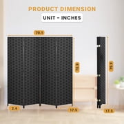 4-Panel Room Dividers and Folding Privacy Screens Partition Walls Wooden Screen Portable Freestanding Privacy Wall for Home Office, Black