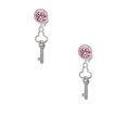 thumbnail image 2 of Delight Jewelry Silvertone Trefoil Key with AB Crystals Pink Crystal Clip on Earrings, 2 of 5