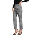 thumbnail image 4 of INSPIRE CHIC Women's Plaid Cropped Trousers Button Casual Tartan Check Work Pants XS Grey Black, 4 of 6