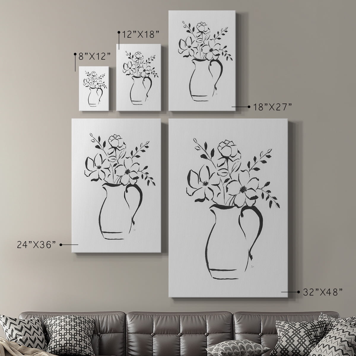 Sketchy Bouquet II Premium Gallery Wrapped Canvas - Ready to Hang