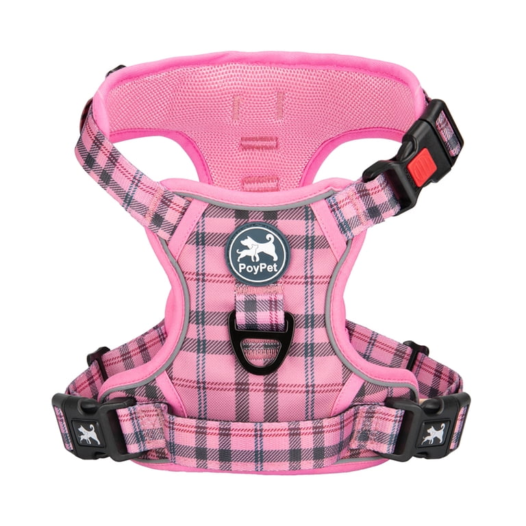 PoyPet No-Pull Dog Harness, Small, Checkered Pink photo 1