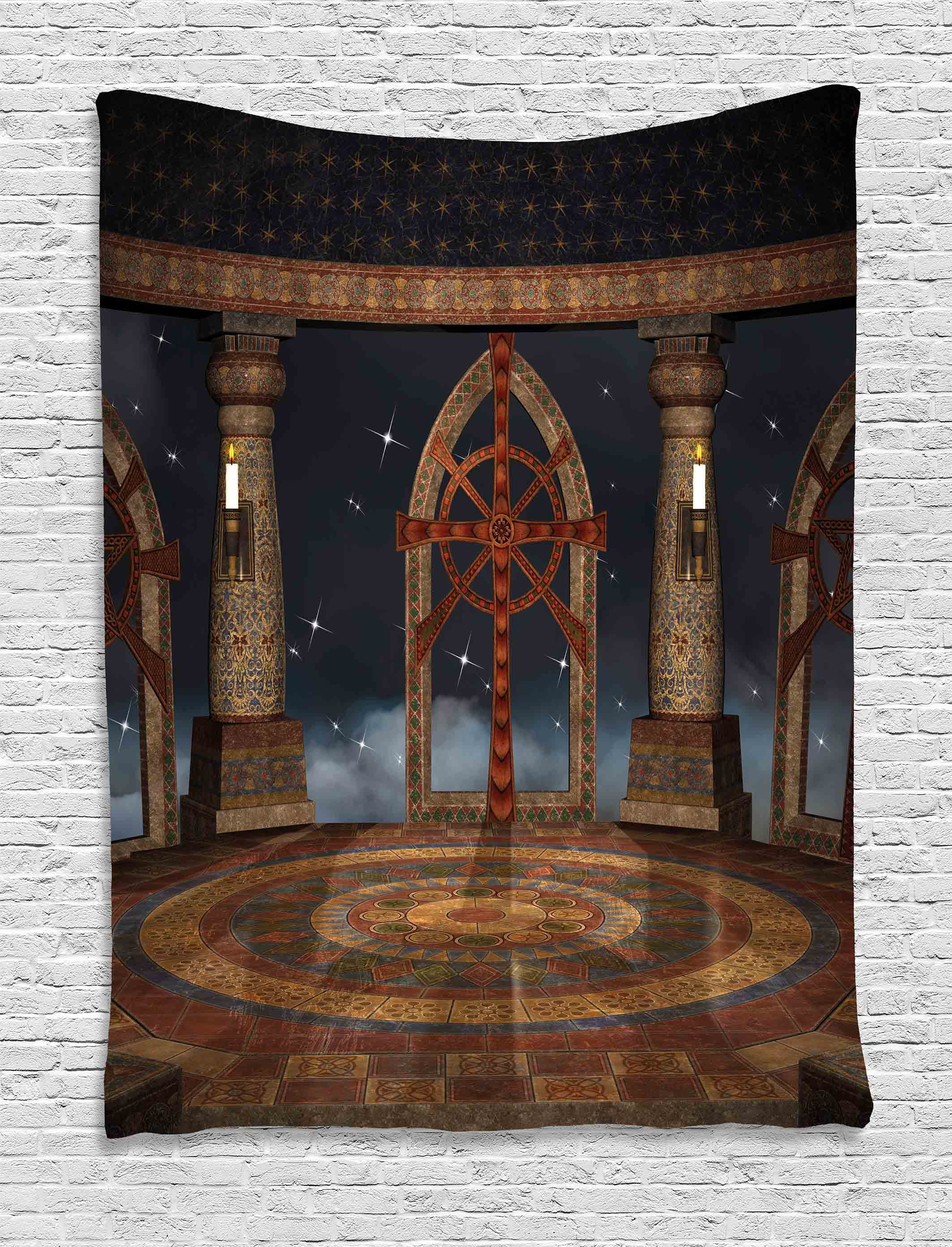 Medieval Tapestry, Gothic Temple in the Sky Large Terrace Fantasy