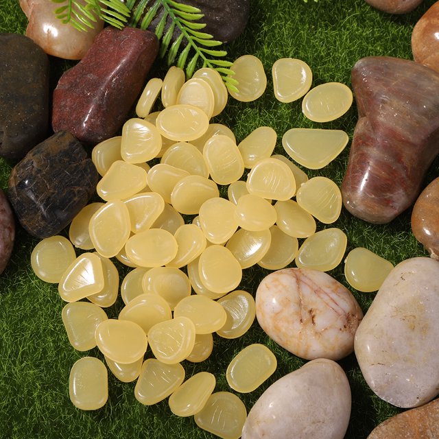 Piedras Luminosas 100 piezas luminosas guijarros rocas mezcla de colores piedra pecera decoración (amarillo) Wdftyju Libre de BPA