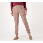 Isaac Mizrahi Live! Women's Pants Sz L Knit Slim Pant Brown A567690 Regular Size