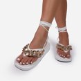 thumbnail image 2 of Anuirheih Women's Casual Beach Flat Bottom Chain Decorative Strap Thong Sandals Sandals Women (White), 2 of 5