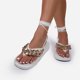 thumbnail image 1 of Sandalias de tiras cruzadas al tobillo decorativas con cadena inferior plana para la playa para mujer Wmkox8yii  nm2836, 1 of 5