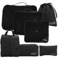 thumbnail image 1 of Bolsa de almacenamiento de viaje de 7 Uds., tela de iones catiónicos, maleta organizadora de embalaje de equipaje multifuncional (negro), 1 of 8
