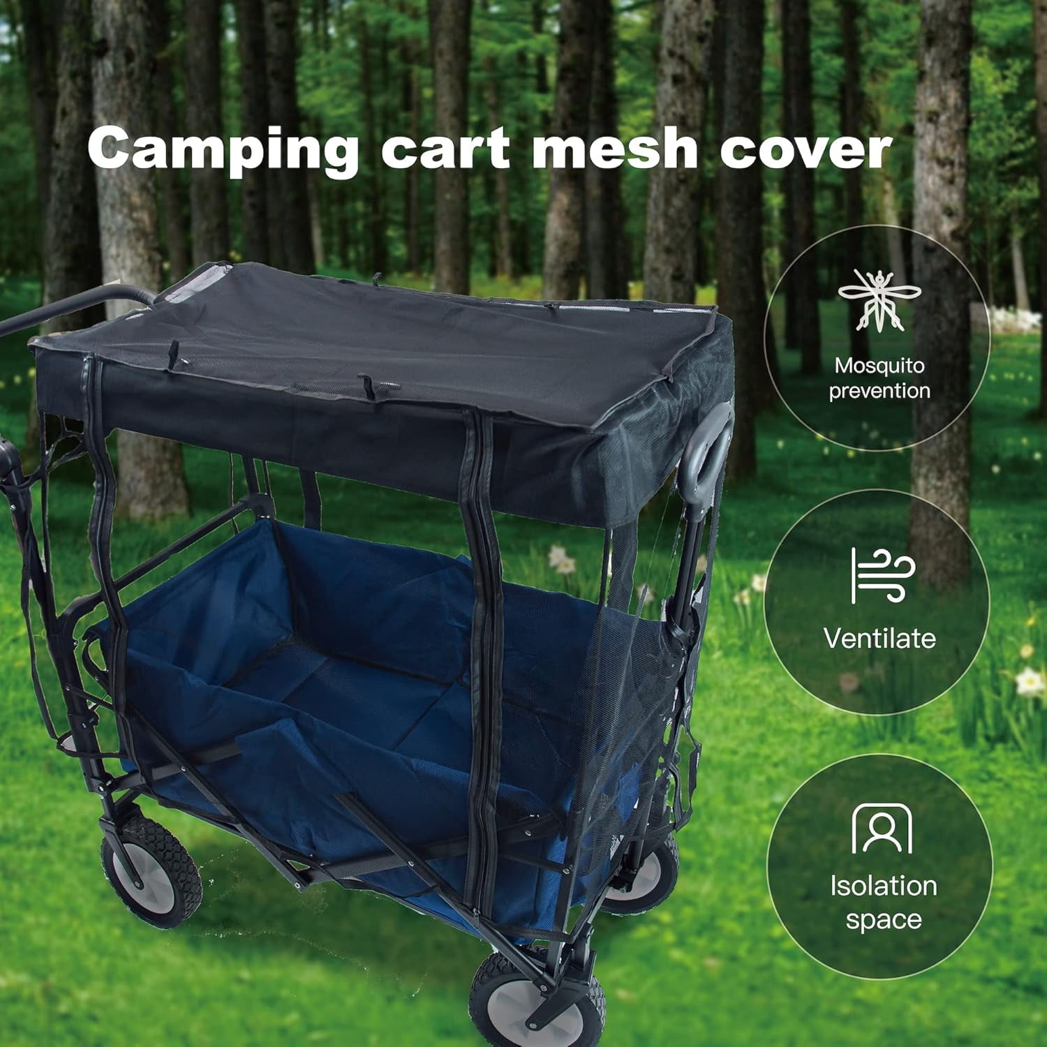 Bug Net Cover for All-Terrain Collapsible Folding Wagons,Utility Garden Cart Bug Net Cover Accessory - Protect Your Little One from Insects on Outdoor Adventures