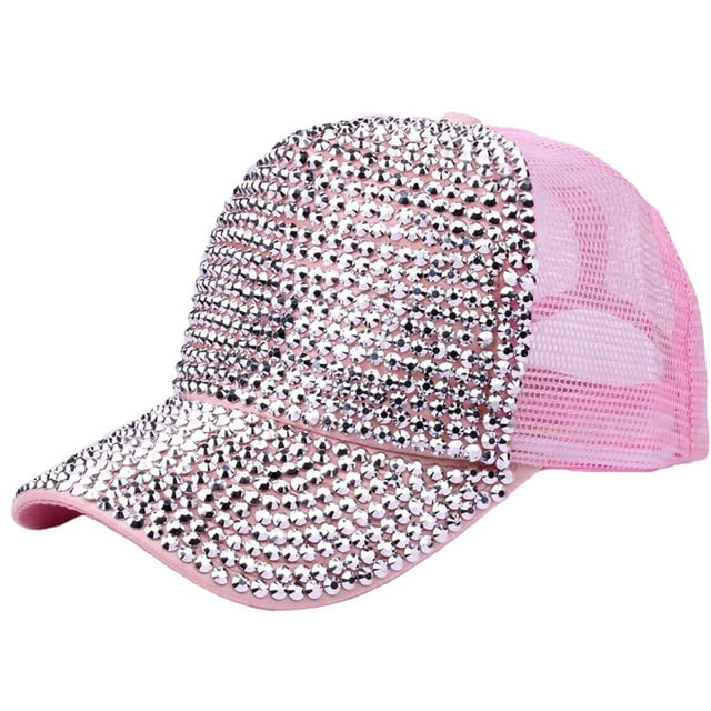 Gorra de béisbol de verano con pedrería para mujer: sombrero informal para el sol con ajuste regulable, diseño ligero y transpirable