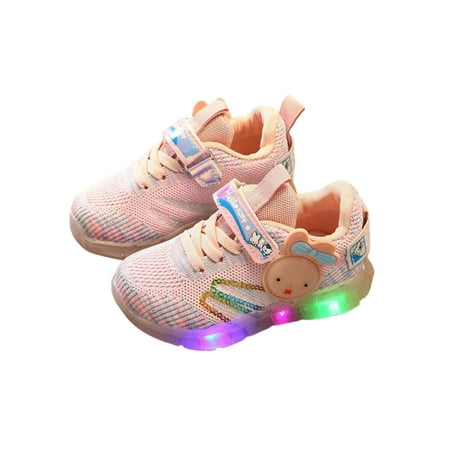 

Fangasis Kids Athletic Sport Shoe Magic Tape Sneakers Soft Sole Running Shoes Children Sneaker Workout Lightweight Cartoon Flats Pink 4.5C
