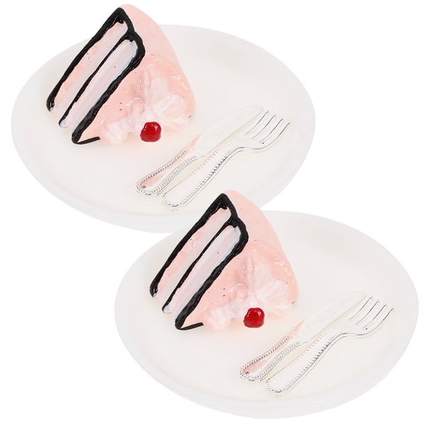 KAKOWELY 2 juegos de mini postres, platos de postre falsos, decoraciones de mini casas