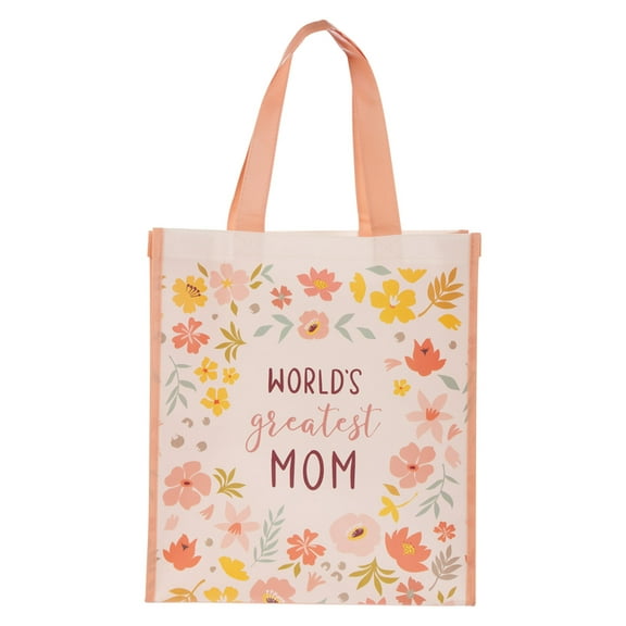 Tote Floral Print World's Greatest Mom, (Hardcover)