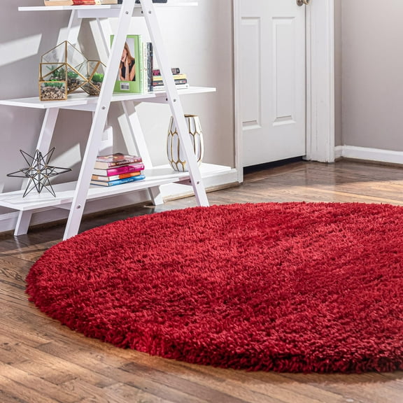 Unique Loom Infinity Shag Collection Area Rug - Jinko (6' 7" Round Merlot)