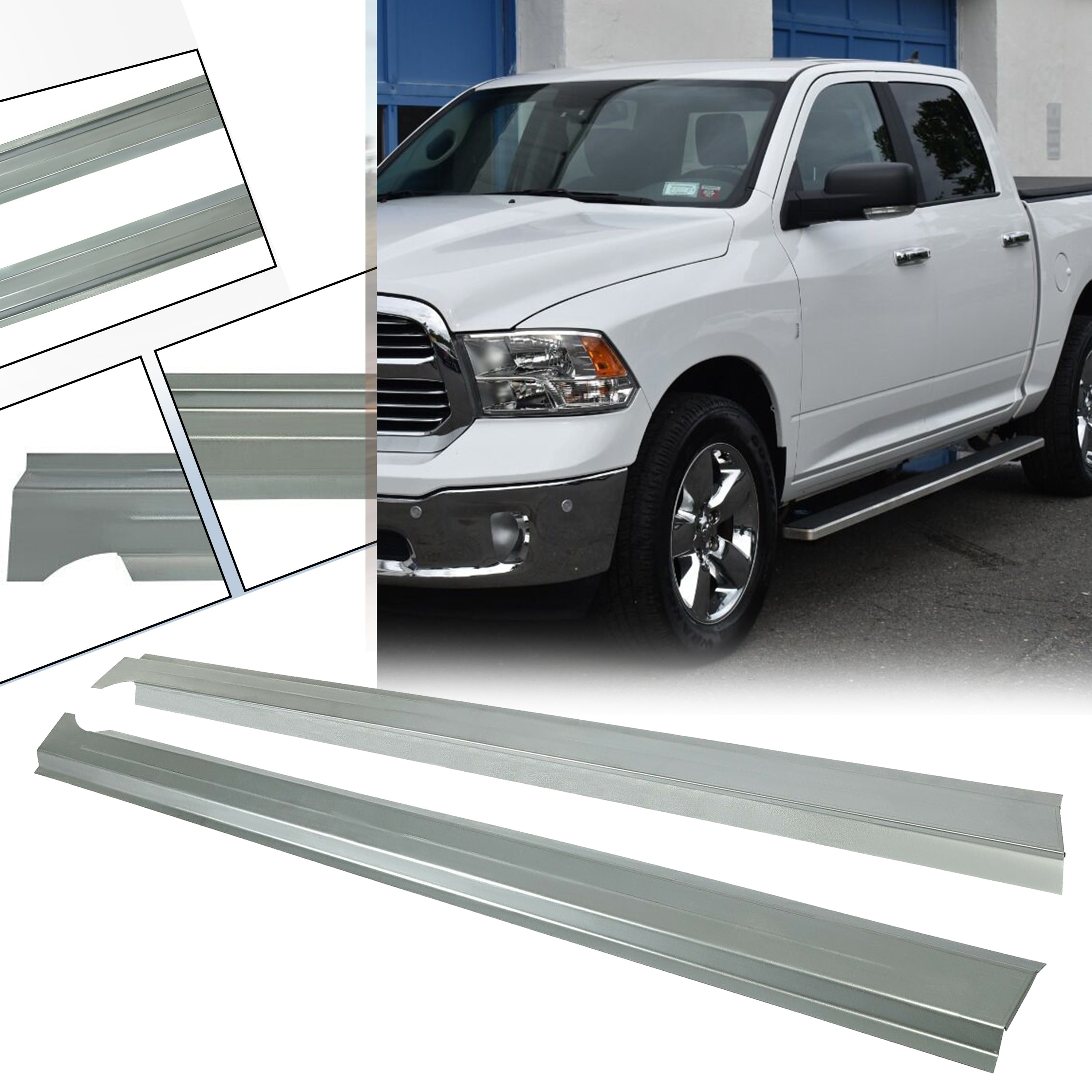 Ecotric Slip On Outer Rocker Panel Crew Cab Pair For 09 18 Dodge Ram 1500 2500 3500 Pickup Truck Rear Doors Left Right Walmart Com