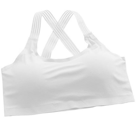 

Women Striped for Cross Back Yoga Workout Bra Push Up Padded Sports Strappy Bralette Breathable Mesh Seamless Shockproof Gym Fitness Vest Crop Top