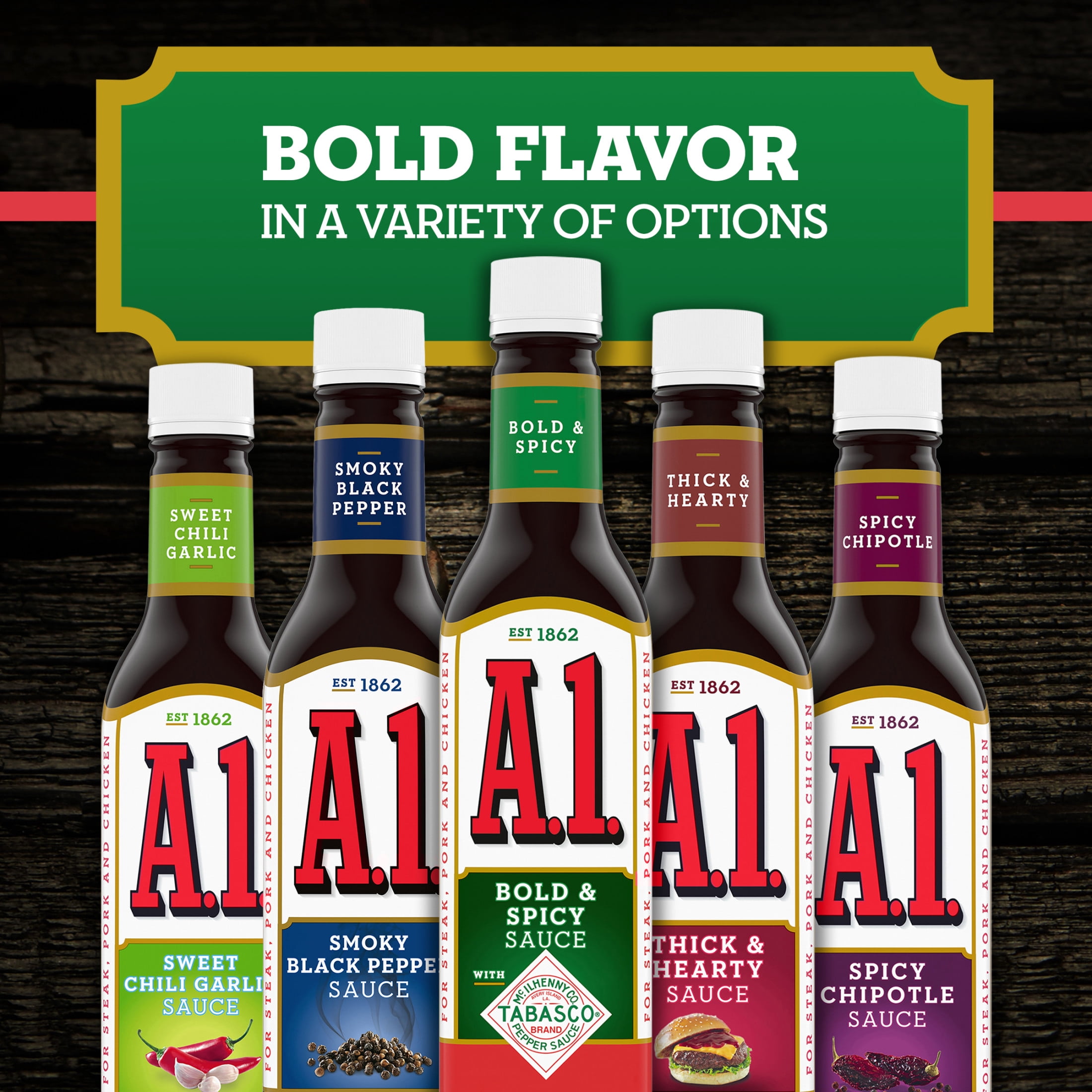 A.1. Bold & Spicy Sauce with Tabasco, 10 oz. Bottle
