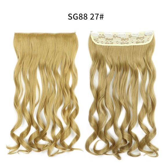 Typpkmm Hair Extensions, 5 Clip Recto Synthetic Fiber, 22 Inch Red Black Blonde Clip In Hairpiece for Women