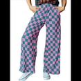 thumbnail image 1 of Pantalones Casuales A Cuadros para Mujer, Cintura Elástica, Cómodos, Holgados, de Pierna y con Bolsillos Cuadros Rosa y Verde M, 1 of 7
