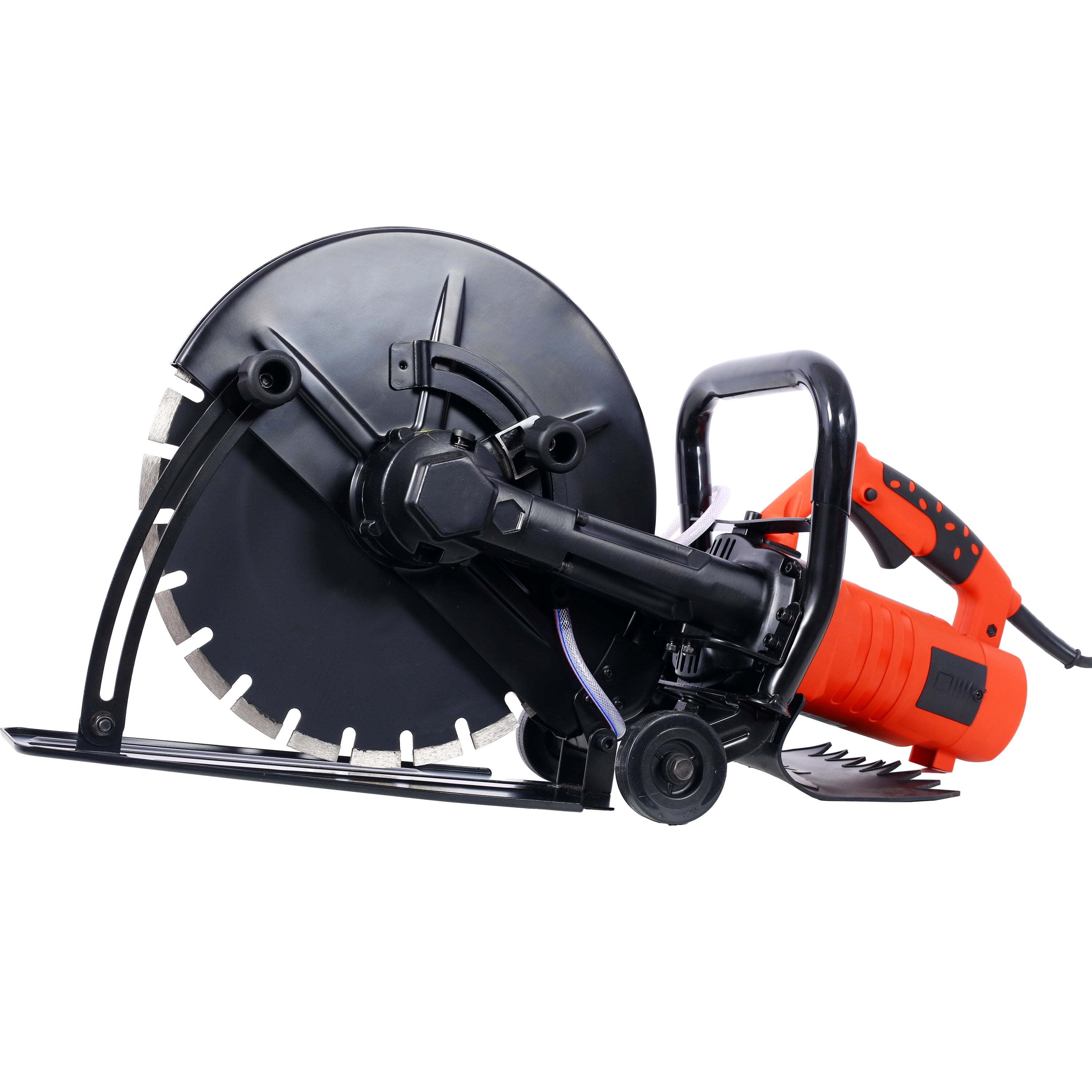 14" Electric Concrete Saw with Water Line Attachment - 2800W Wet/Dry Cutter with Guide Roller & Diamond Blade