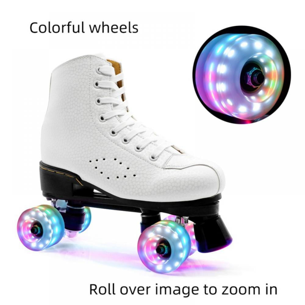 Roller Skates Classic High-top for Adult Outdoor Skating Light-Up Four-Wheel Roller Skates Shiny Roller Skates for Women