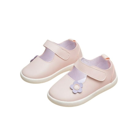 

Daeful Girl s Flats Magic Tape Princess Shoe Flower Decor Mary Jane Sandals School Cute Casual Comfort Uniform Shoes Pink 7C