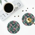 thumbnail image 4 of Pofeuu Rose Flowers Print Coasters for Drinks, 4Pack PU Leather Coasters, Bar Drink Coasters for Tabletop Protection, Furniture from Damage-Round Shape, 4 of 6