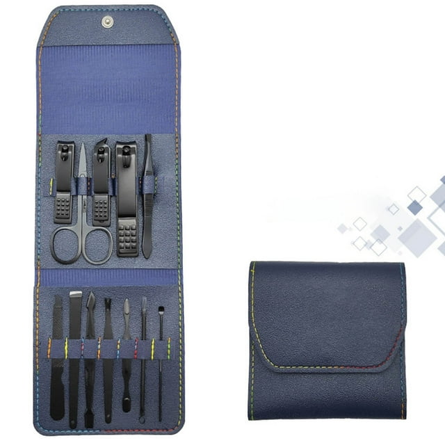 XYAIYT 12pcs Stainless Steel Nail Clippers Set with Folding Bag Portable Manicure Kit for Home and Travel Includes Scissors and Cutter Beauty Tool Grooming Kit