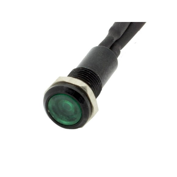 Alpinetech 6mm 1/4" Green 12V LED Metal Indicator Pilot Custom Dash Light Lamp with Black Body PLB-6