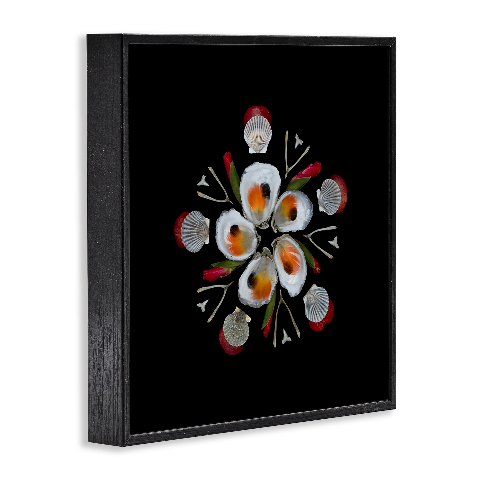 Stupell Industries Nautical Oysters Mandala Black Framed Giclee Art, design by Beth Adoette