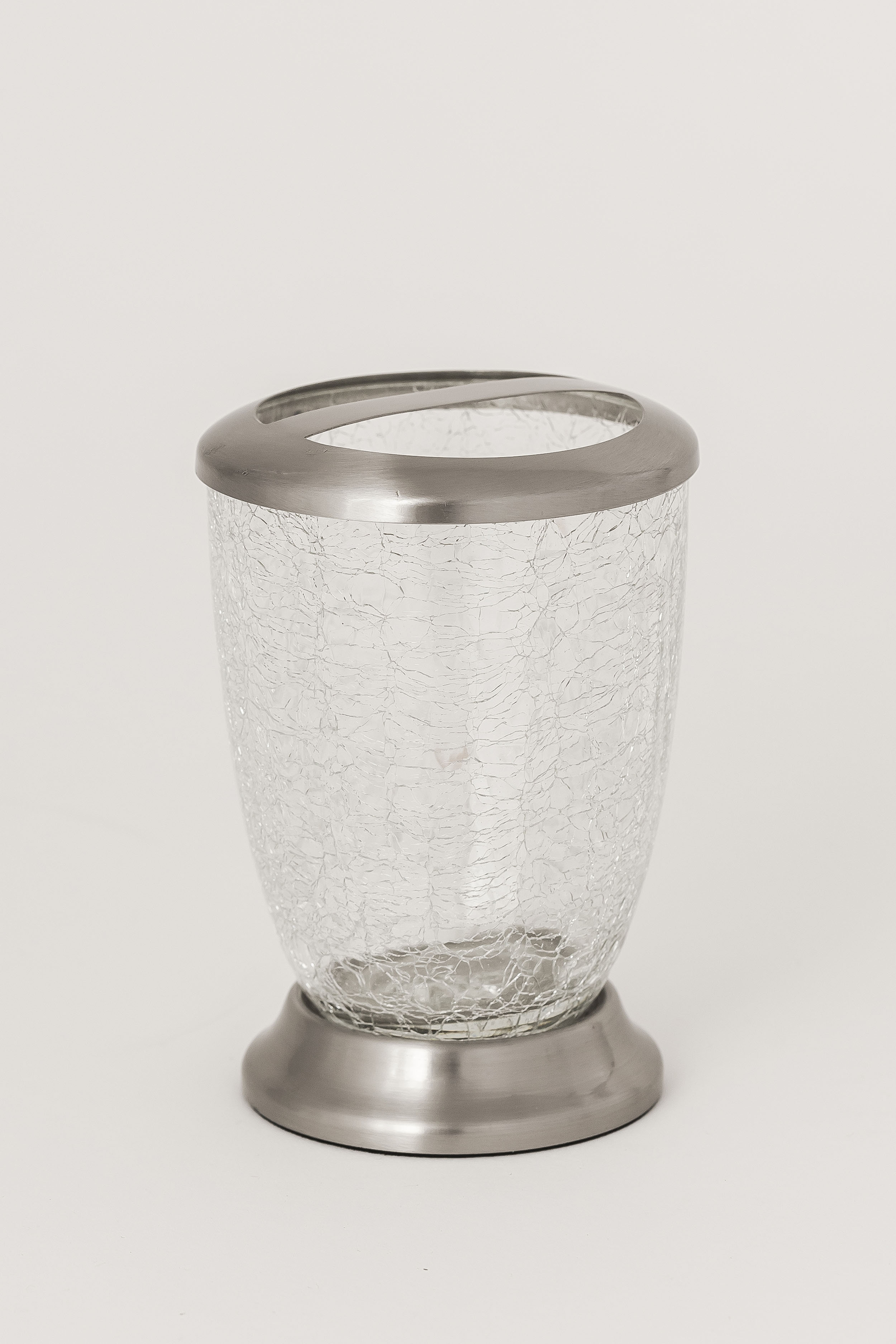 La Bella Clear Crackle Glass Toothbrush Holder With Matte Finish